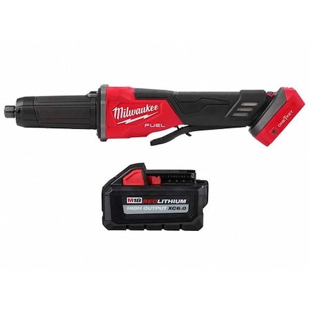 Milwaukee Tool M18 FUEL Variable Speed Braking Die Grinder, Paddle Switch ONE-KEY + M18 HIGH OUTPUT XC6.0 Battery 2984-20, 48-11-1865