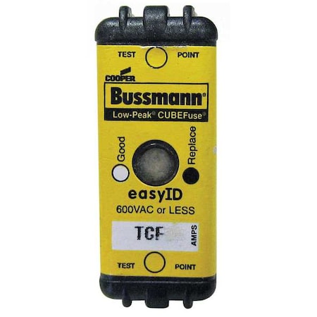 EATON BUSSMANN UL Class Fuse, CF Class, TCF Series, Time-Delay, 15A, 600V AC, Indicating TCF15