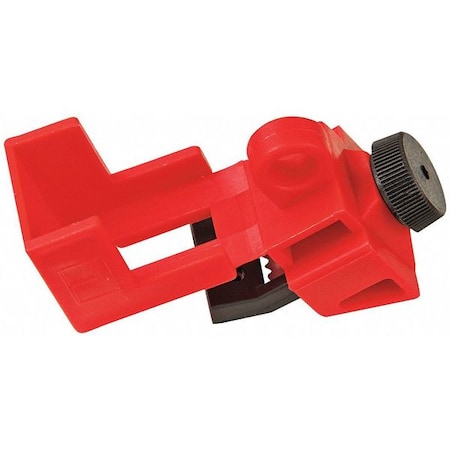 Brady Clamp-On Breaker Lockout, Single Pole, Red, 120/277V AC, Pack 6 65965