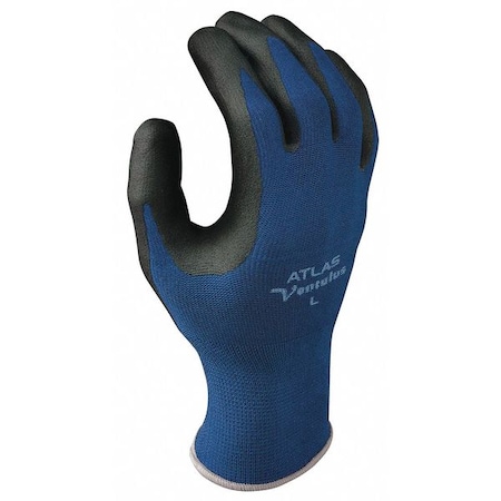 Showa Coated Gloves, Foam Nitrile, Smooth, Palm, 4 Abrasion Level, Blue, L (8) 1 PR 380L-08