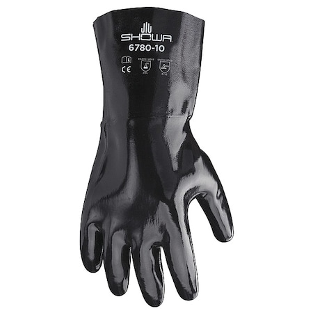 Showa 6780 Chemical Resistant Gloves, Neoprene, 12 in L, 94.1 mil, Black, L, 1 PR 6780