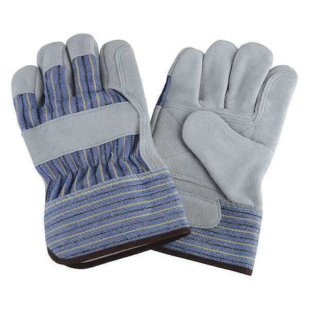 Condor Leather Gloves, Cowhide, Safety Cuff, Wing Thumb, Full Finger, Blue/Gray, L, 1 PR 2AH54