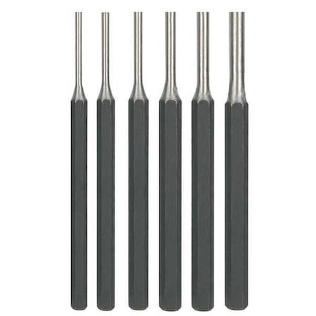 Westward Pin Punch Set, 1/8 To 5/16 In, 6 Pc 2AJA9