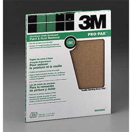 3M Sanding Sheet, 11x9 In, 120 G, AlO, PK250 99403NA-CC