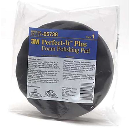 3M Polishing Pad, Waffle Face, 8In, Foam, PK6 05738