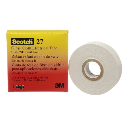 3M Electrical Tape, 7 mil, 3/4" x 66 ft., White 27-3/4"X66'