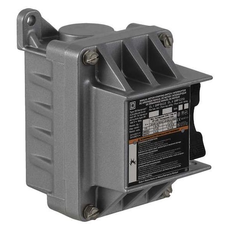 Square D Manual Motor Switch, 30 A, 2 P, 1 Phase, Toggle, Type K, Class 2510 Series, NEMA 3R/7/9 2510KR1