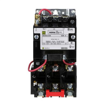 Square D Magnetic Motor Starter, Non-Reversing, No Auxiliary Contacts, 24V AC, 3 P, Screw Clamp 8536SCO3V01S
