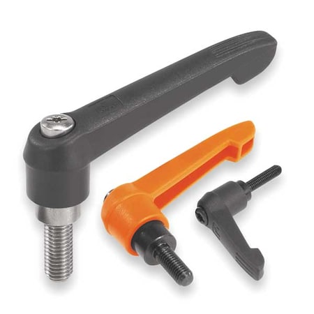 KIPP Adjustable Handle Size: 1, 1/4-20X25, Plastic, Black RAL 7021, Comp: Steel K0269.1A21X25