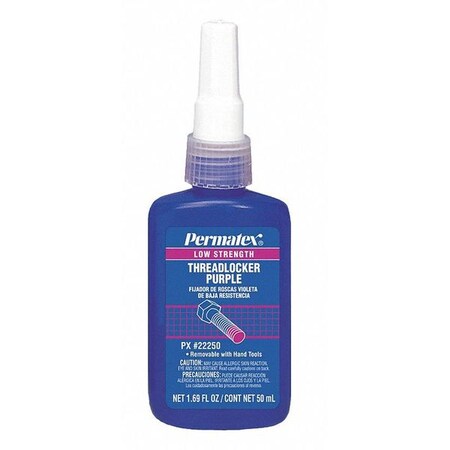 Permatex Threadlocker, Purple, Low Strength, 50ml Bottle 22250
