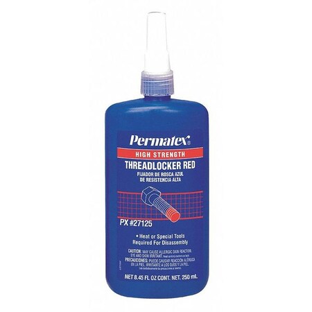 Permatex Threadlocker, Red, High Strength, 250mL Bottle 27125