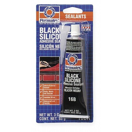 Permatex Multipurpose RTV Silicone, 3 oz., Black, Temp Range -75 to 450 Degrees F 81158