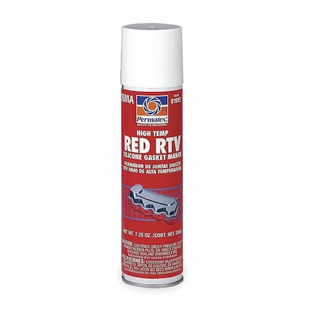 Permatex High Temp. RTV Gasket Maker, 7.25 oz, Red, Temp Range -65 to 650 Degrees F 81915