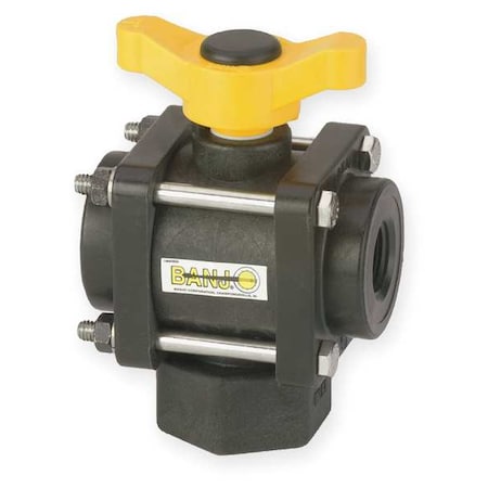 Banjo 1" FNPT Polypropylene Ball Valve 3-Way V100BL