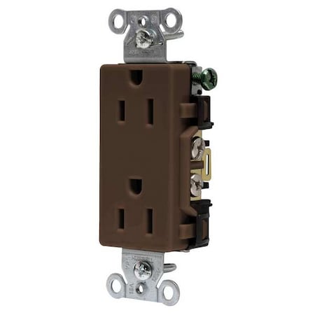 Hubbell Wiring Device-Kellems Straight Blade Receptacle, 5-15R, 15 A, 125V AC, 2 Pole, 3 Wire, Flush Mount, Grounded DR15