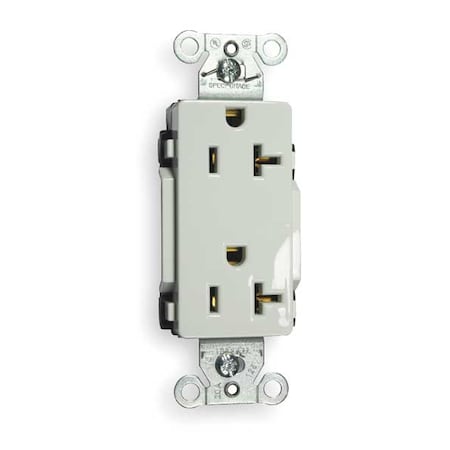 Hubbell Wiring Device-Kellems Straight Blade Receptacle, 5-20R, 20 A, 125V AC, 2 Pole, 3 Wire, Flush Mount, Grounded DR20WHI