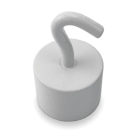 Zoro Select Magnetic Hook, Neodymium, White, 24 Lb 3DXZ3