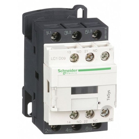 Schneider Electric IEC Magnetic Contactor, 1NC/1NO, 240V AC, 3 P, Non-Reversing, Screw Clamp LC1D09U7