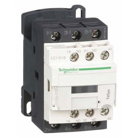 Schneider Electric IEC Magnetic Contactor, 1NC/1NO, 240V AC, 3 P, Non-Reversing, Screw Clamp LC1D18U7