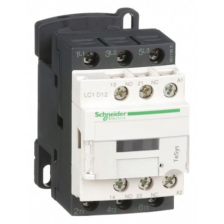 Schneider Electric IEC Magnetic Contactor, 1NC/1NO, 240V AC, 3 P, Non-Reversing, Screw Clamp LC1D12U7