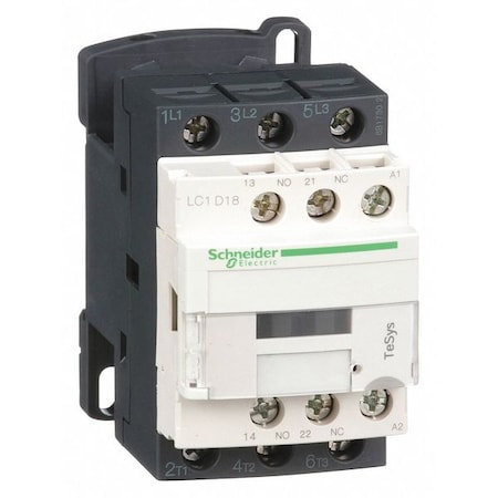 Schneider Electric IEC Magnetic Contactor, 1NC/1NO, 24V AC, 3 P, Non-Reversing, Screw Clamp LC1D18B7
