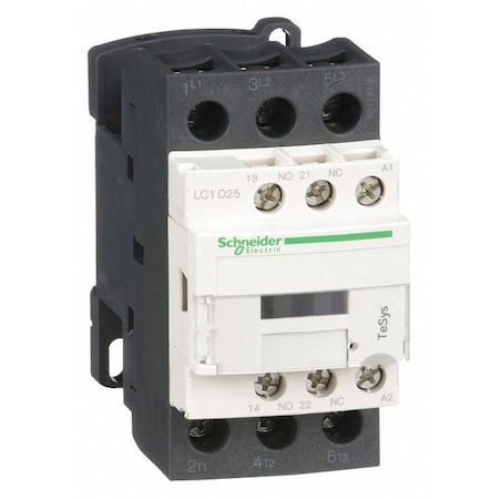 Schneider Electric IEC Magnetic Contactor, 1NC/1NO, 24V AC, 3 P, Non-Reversing, Screw Clamp LC1D25B7