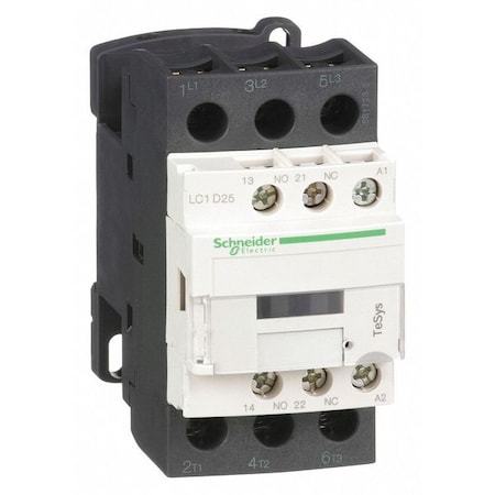 SCHNEIDER ELECTRIC IEC Magnetic Contactor, 3 Poles, 240 V AC, 25 A, Reversing: No LC1D25U7