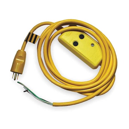 Hubbell Wiring Device-Kellems Line Cord GFCI, 15 ft., Ylw, 15A, 5-15P, 120V GFPSTOEMA