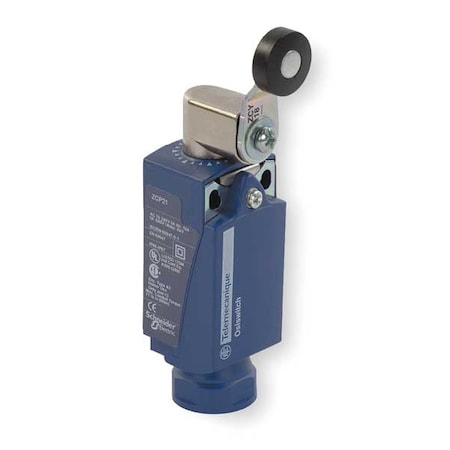 Telemecanique Sensors Limit Switch, Roller Lever, Rotary, 1NC/1NO, 10A at 240V AC, Actuator Location: Side XCKP2118N12