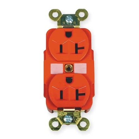 Hubbell Wiring Device-Kellems Straight Blade Receptacle, 5-20R, 20 A, 125V AC, 2 Pole, 3 Wire, Flush Mount, Grounded HBL5362R