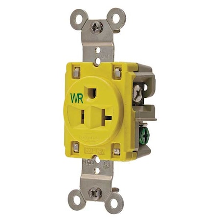 Hubbell Wiring Device-Kellems Straight Blade Receptacle, 5-20R, 20 A, 125V AC, 2 Pole, 3 Wire, Flush Mount, Grounded HBL53CM61