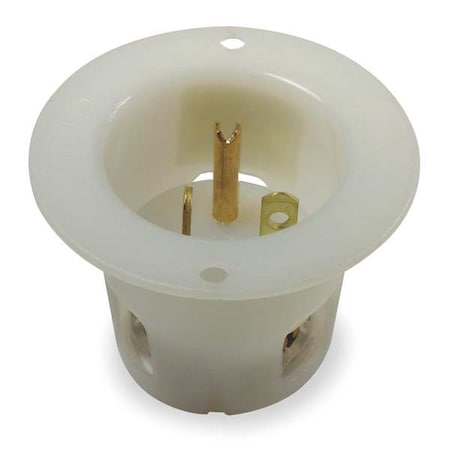 Hubbell Wiring Device-Kellems Straight Blade Inlet, 20 A, 250V AC, 2 Pole, 3 Wire, Flush Mount, Grounded HBL5478C