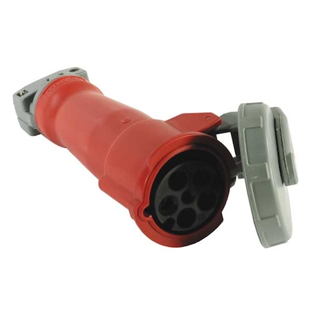 Hubbell Wiring Device-Kellems Watertight Pin & Sleeve Connector, 60/63 A, 240/415V AC, Three Phase, 4 Pole, IEC Grounding, Red HBL560C6W