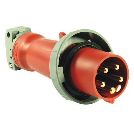 Hubbell Wiring Device-Kellems Pin & Sleeve Plug, 63 A, 415V AC, Single Phase, 4 Pole, IEC Grounding, Red, NEMA Not Rated HBL560P6W