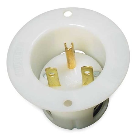 Hubbell Wiring Device-Kellems Straight Blade Inlet, 15 A, 250V AC, 2 Pole, 3 Wire, Flush Mount, Grounded HBL5678C