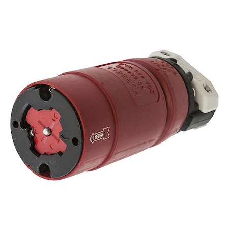 Hubbell Wiring Device-Kellems Locking Connector, Non-NEMA, 30 A, 480V AC, Three Phase, 3 Pole, Screw Terminals, Red HBL20444B