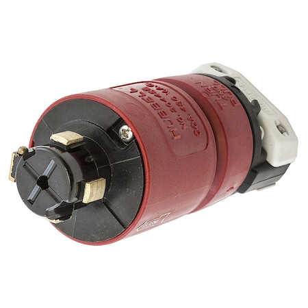 Hubbell Wiring Device-Kellems Locking Plug, Non-NEMA, 30 A, 480V AC, Three Phase, 3 Pole, Screw Terminals, Black, White HBL20445B