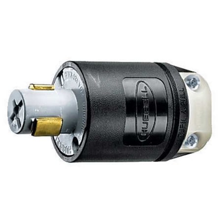 Hubbell Wiring Device-Kellems Locking Plug, Non-NEMA, 20 A, 125V AC, Single Phase, 2 Pole, Screw Terminals, Gray HBL23004HG