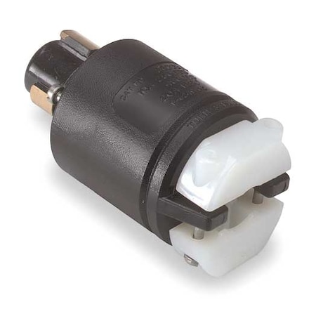 Hubbell Wiring Device-Kellems Locking Plug, Non-NEMA, 20 A, 125V AC, Single Phase, 2 Pole, Screw Terminals, Black, White HBL23005GB