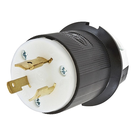 Hubbell Wiring Device-Kellems Locking Plug, L9-20P, 20 A, 600V AC, Single Phase, 2 Pole, Screw Terminals, Black, White HBL2351
