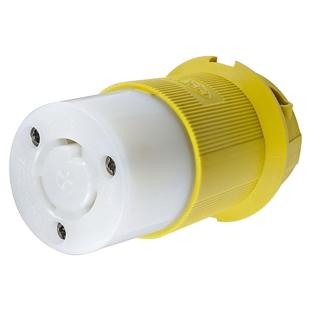 Hubbell Wiring Device-Kellems Locking Connector, L5-20R, 20 A, 125V AC, Single Phase, 2 Pole, Screw Terminals, Yellow HBL23CM13