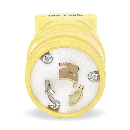 Hubbell Wiring Device-Kellems Locking Plug, L5-15P, 15 A, 125V AC, Single Phase, 2 Pole, Screw Terminals, Yellow HBL2447