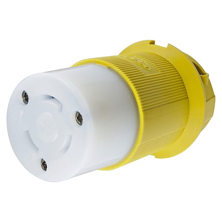 Hubbell Wiring Device-Kellems Locking Connector, L5-30R, 30 A, 125V AC, Single Phase, 2 Pole, Screw Terminals, Yellow HBL26CM13