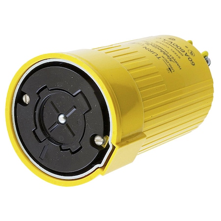 Hubbell Wiring Device-Kellems Locking Connector, Non-NEMA, 60 A, 600V AC, Three Phase, 3 Pole, Screw Terminals, Yellow HBL26418