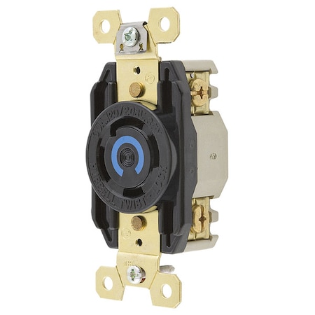 Hubbell Wiring Device-Kellems Locking Receptacle, L18-30R, 30 A, 120/208V AC, Three Phase, 4 Pole, Flush Mount, Screw Terminals HBL2750