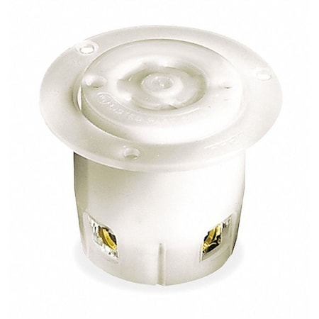 Hubbell Wiring Device-Kellems Flanged Locking Receptacle, L17-30R, 30 A, 600V AC, Three Phase, 3 Pole, Flush Mount, White HBL2746