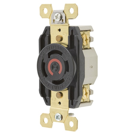 Hubbell Wiring Device-Kellems Locking Receptacle, L19-30R, 30 A, 277/480V AC, Three Phase, 4 Pole, Flush Mount, Screw Terminals HBL2760