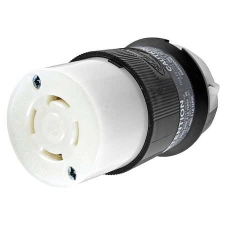 Hubbell Wiring Device-Kellems Locking Connector, Non-NEMA, 30 A, 120/208V AC, Three Phase, 4 Pole, Screw Terminals, Black, White HBL3433C