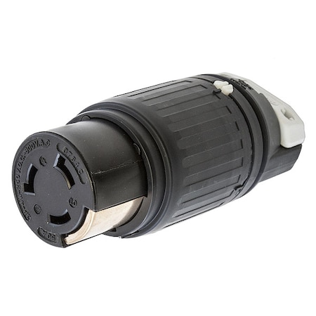 Hubbell Wiring Device-Kellems Locking Connector, Non-NEMA, 50 A, 250V DC/600V AC, Three Phase, 3 Pole, Screw Terminals, Black HBL3764C