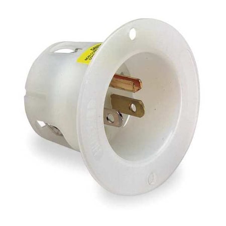Hubbell Wiring Device-Kellems Flanged Straight Blade Inlet, 15 A, 125V AC, 2 Pole, 3 Wire, Flush Mount, Grounded HBL5278C
